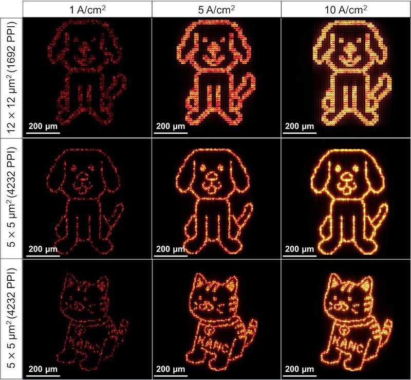 Figure 3: Images of various arrays being driven at various injections. 